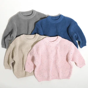 Wholesale Price Kids Girls Sweater Customized Embroidery Solid Color Kids Knitted Pullover