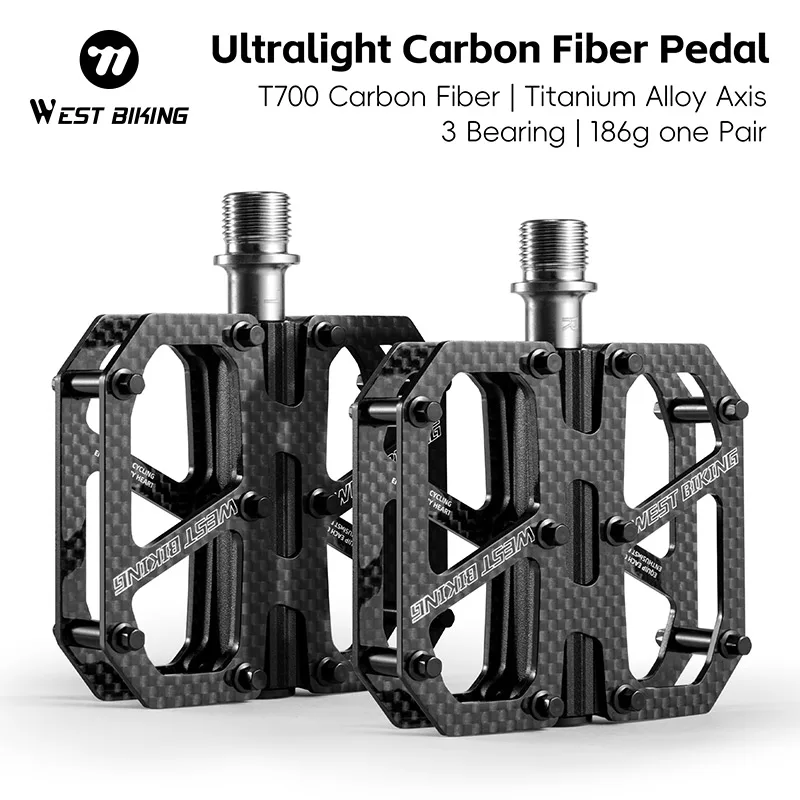 WT BIKING pedal de fibra de carbono ultraligeros para bicicleta de