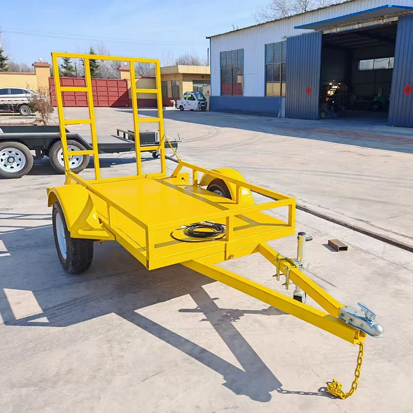 Promotional Customization of 2-Ton 3-Ton 4-Ton Small Excavator Trailer Common Towing Rod Flat Plate Industrial Trailer Equipment
