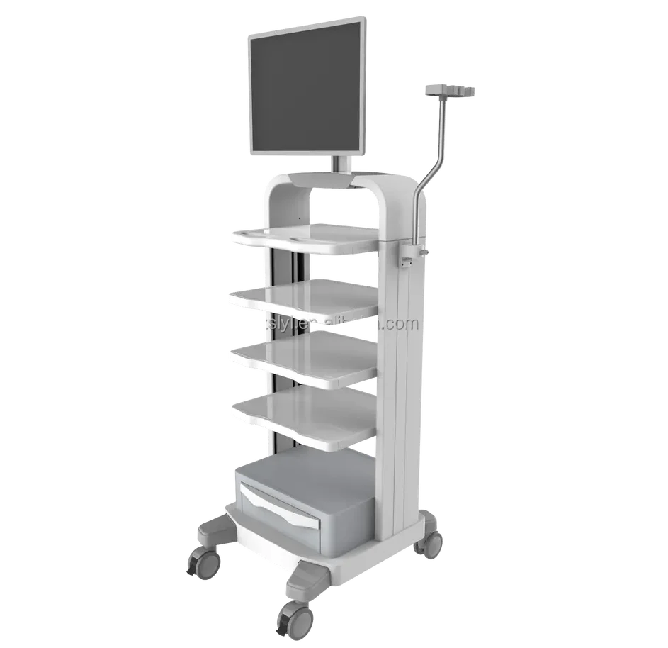Simple Height Adjustable Mobile Medical Laptop Cart for Dental Clinic Hospital Trolley