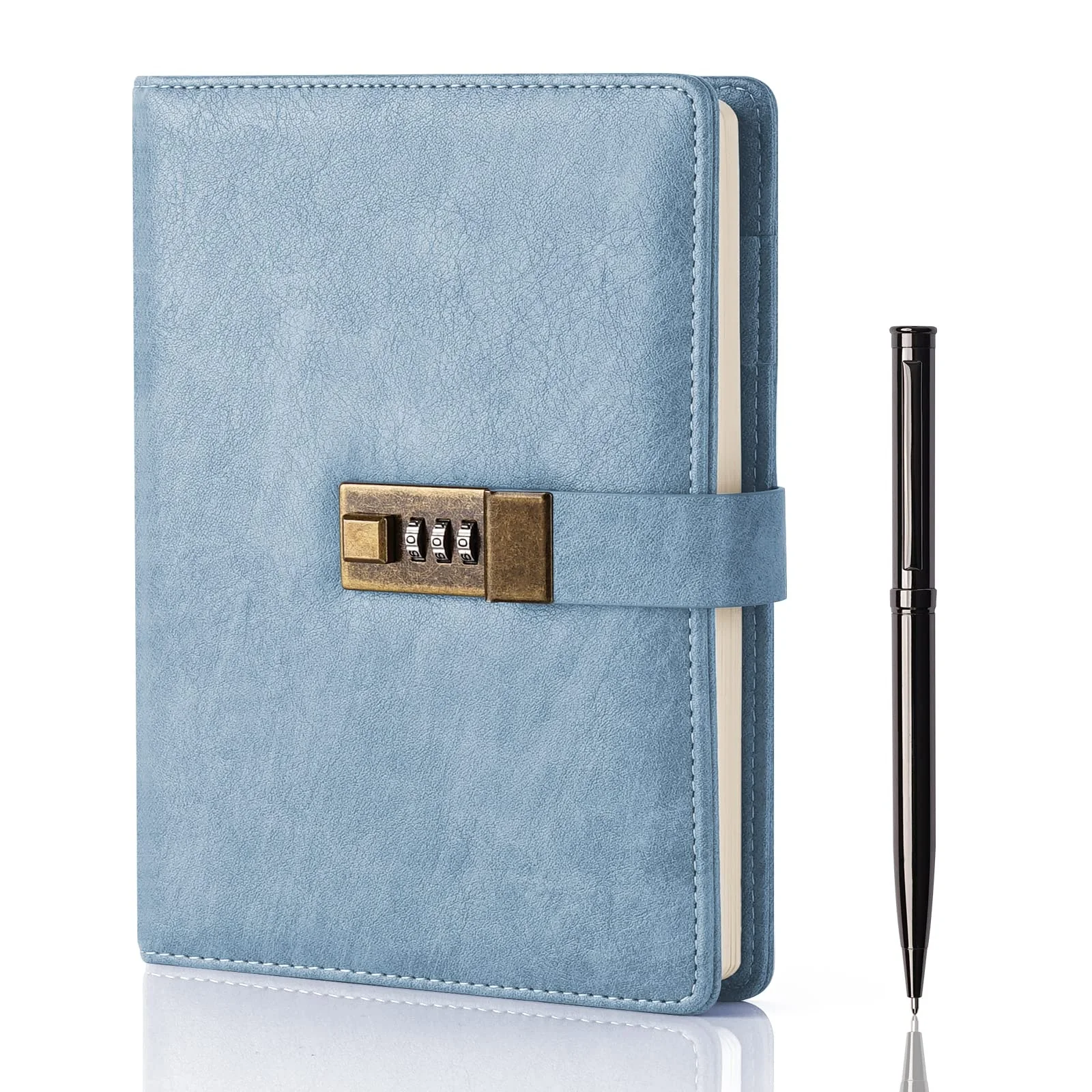 FSC ISO Certifications Custom Company Logo A5 B6 Password Journal Girls Lockable Diary Grey Leather Notebook with Lock