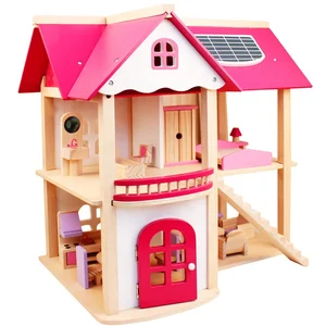 EDULAND Doll Wooden House Furniture Set Dollhouse Pretend Play Oys for Boys Girls & Toddlers Wooden Toys