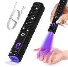 3W Handheld UV Led Nail Drying Lamp Portable Rechargeable Nail Dryer with Crystals Manicure Lamp Flashlight for Cruring Gel Nail