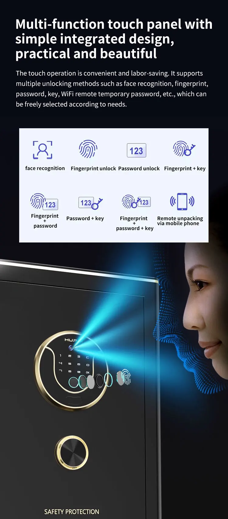 CEQSAFE All Steel Large Anti-Theft Fireproof Safe Box with Fingerprint Password Remote WIFI Access for Home Office Documents details