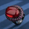 open size Black Gold red corundum ring