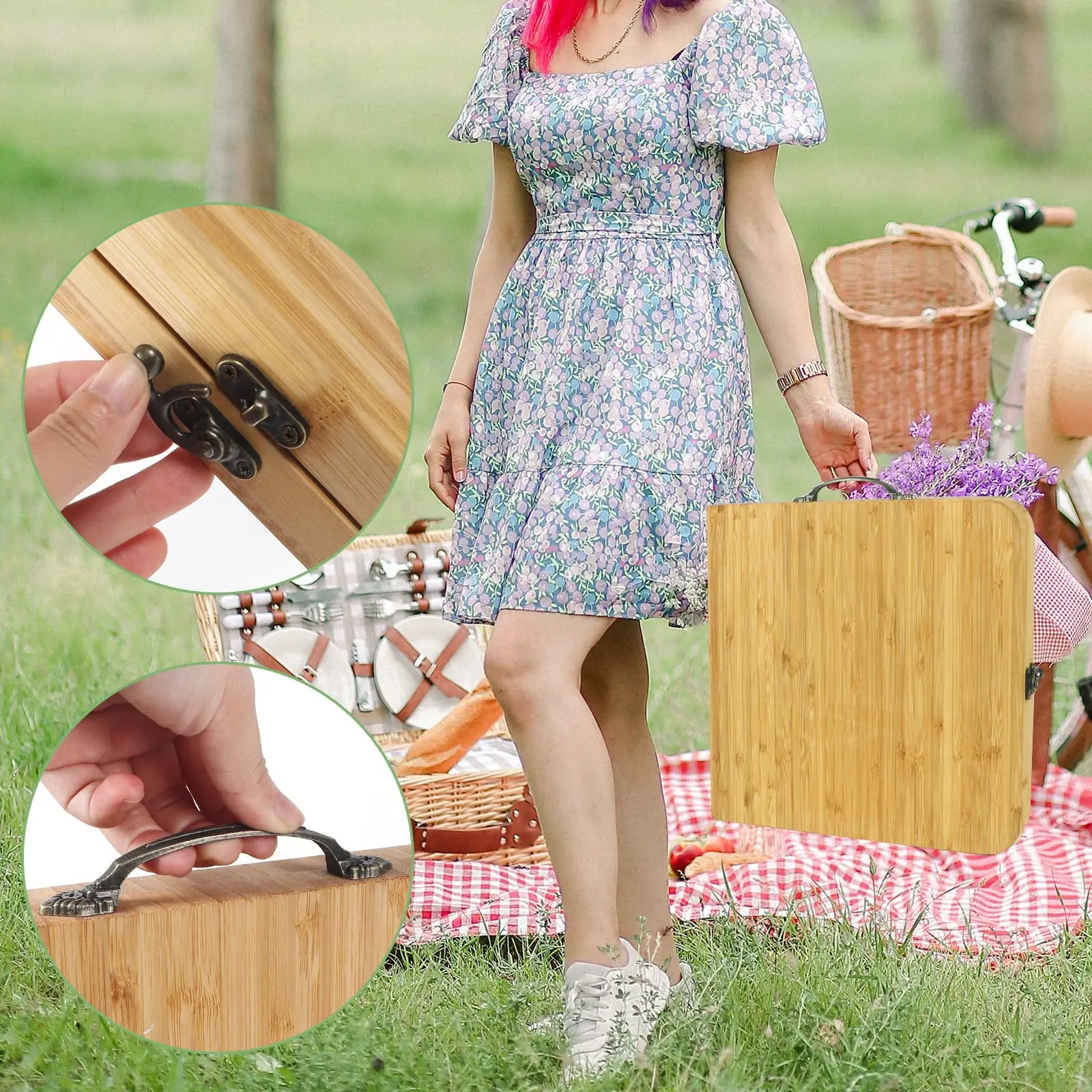 Outdoor Picnic Camp Portable Folding Foldable Large Bamboo Cheese Board ...