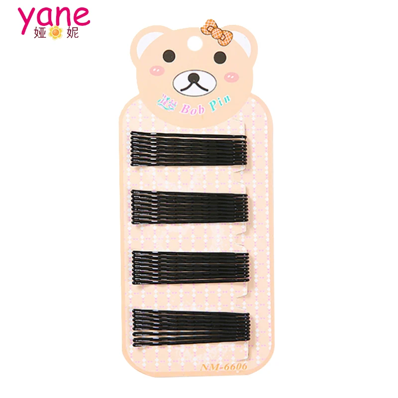 Set of Normal Style Black Hair Pins Simple Bobby Pins With Clip Feature for Girls 5cm Size Made of Metal and Acryl