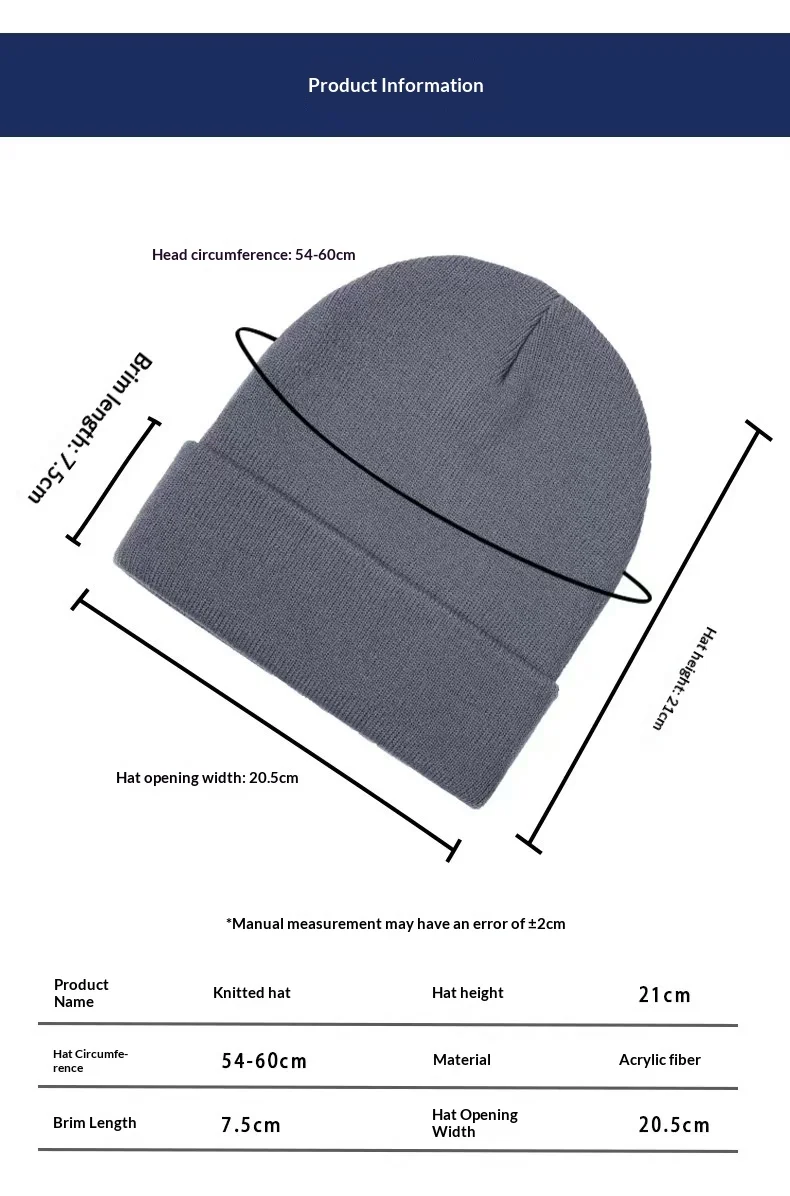 Winter Anti Cold Knitted Hat Customized Solid Color Thick Woolen Hat for Warmth and Versatility, Ski Printed logo preview 3