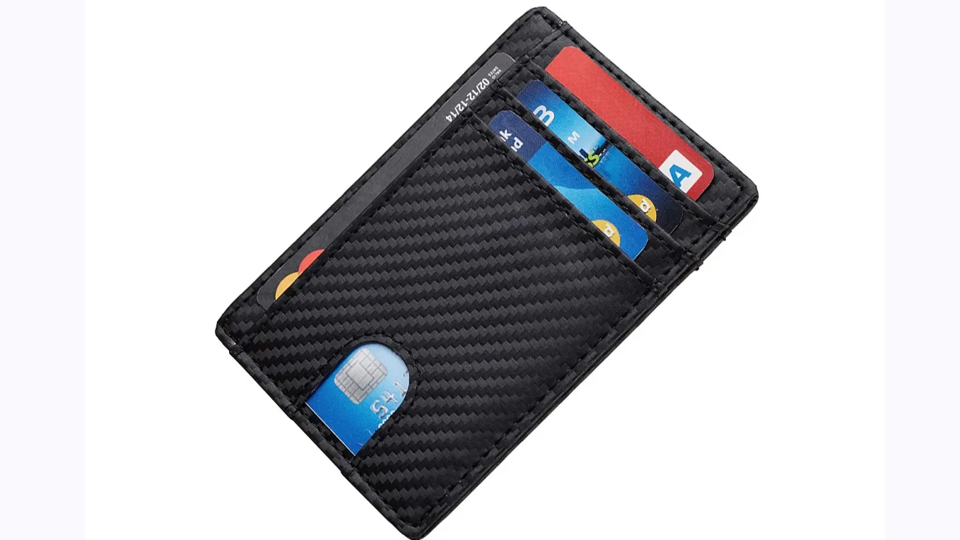 PORTAFOGLIO 24 CARTE porta carte astuccio tascabile sottile pelle Pu