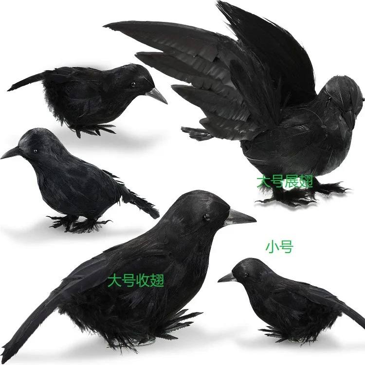 Schwarze Knstliche Vgel Halloween Krhen Rven Realistische Gefiederte  Raben fr Halloween-Party Heimdekoration