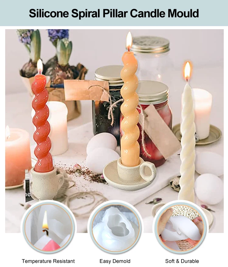 2 Pieces Taper Candle Mold Pillar Candle Molds for Making