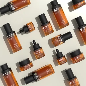 High-quality  Thick-bottomed Cosmetic Glass Bottle Set Including 150ml Screw Cap Toner Bottle 15ml Dropper with Matte Black Cap