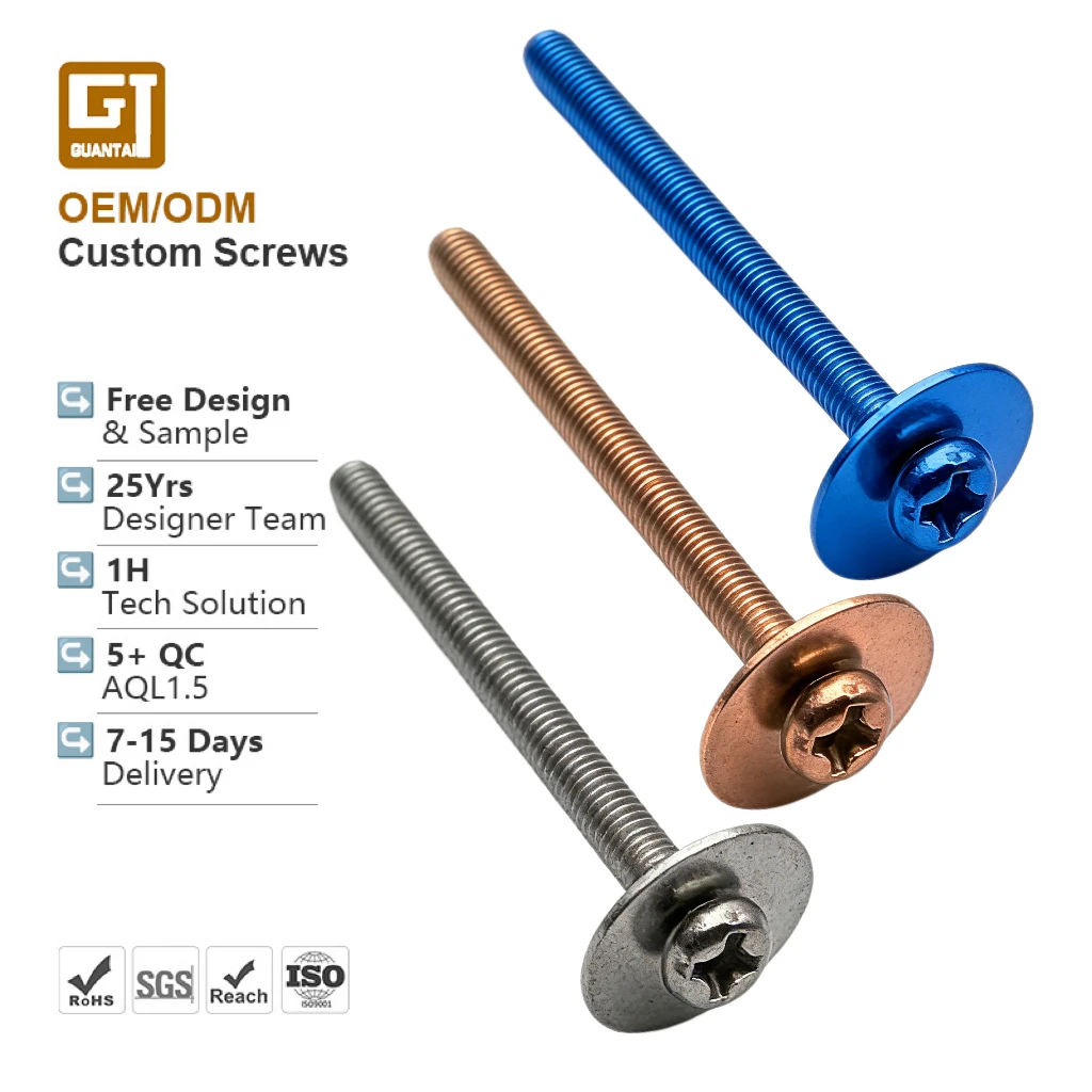Pan Head Copper Antique Brass Screws Metric Diameter M3 M4 M5 Grade 5 Anodised Titanium Aluminium Steel Phillips Machine Screw