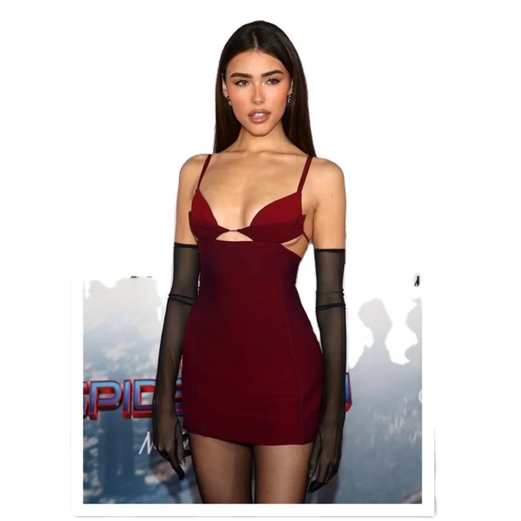 Top Quality Black V-neck Rayon Bandage 