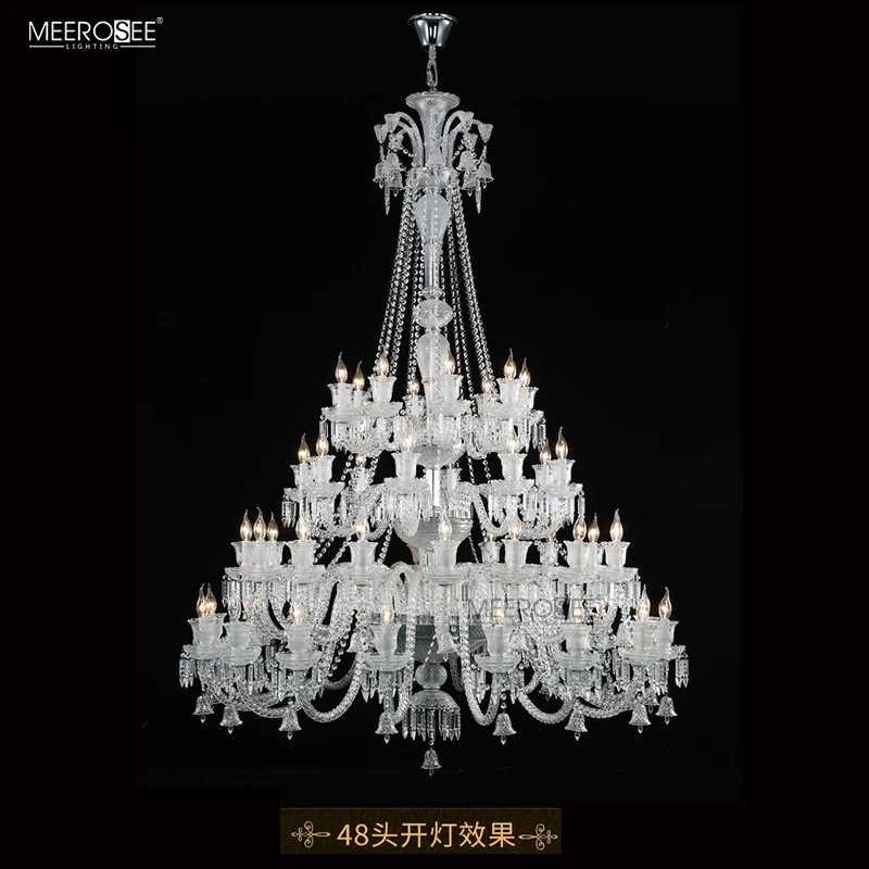 Meerosee Murano Venetian Style Lights Transparent Crystal Chandelier Large Staircase Chandlers Lights Modern MD87228