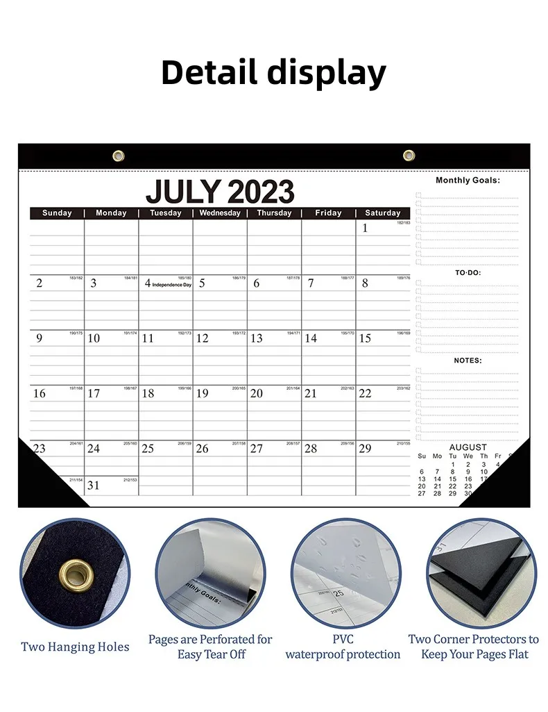 Hot Sale 2023-2024 Wall Mounted Desktop Calendar 18 Month English Calendar For Planning & Organizing &workTable Planner supplier