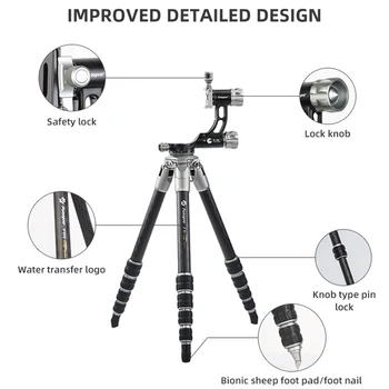 Fotopro Photography Carbon Fiber Lightweight Travel Video Dslr Professional Camera Tripod Stand detail image
