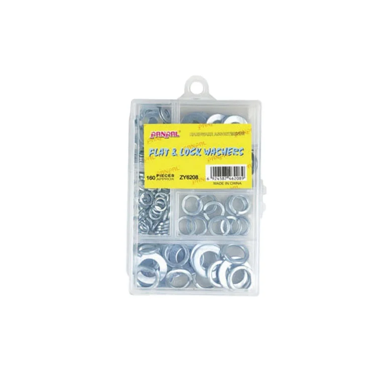 Factory Direct 160pcs High Quality Steel Gaskets Durable Fasteners with Different Sizes Flat Lock Washers