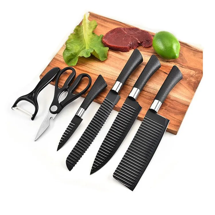 2020 Best Selling Non Stick Kitchen Wave Knife Set And Machete Six Piece Chef Knife Sets Buy Non Stick Cookware Set Chef Knife Kitchen Knife Sets Product On Alibaba Com