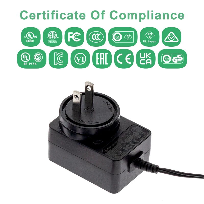 Interchangeable plug 12V 1A Power Supply Adapter