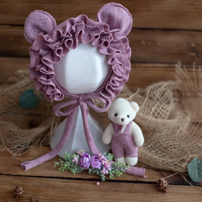 Для новорожденных животных игрушечная шапка комплект для фотосъемки шапочка с медвежьими ушками ручной работы игрушка наряд