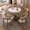 solid wood round table, 6 horns chair