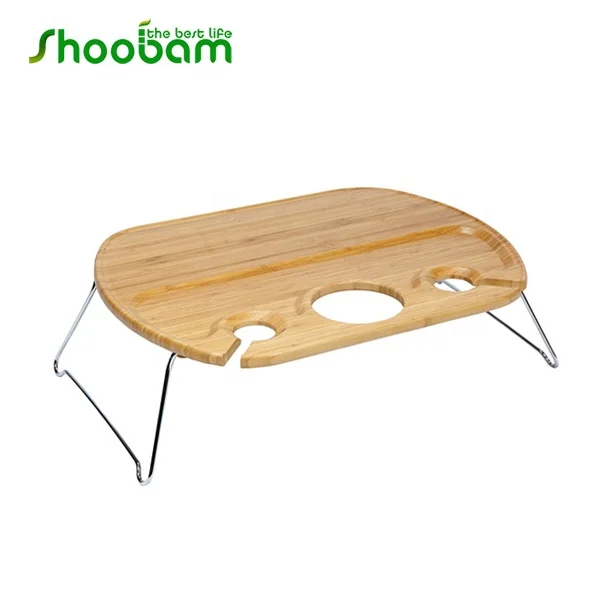 Портативный Бамбуковый столик для вина и закусок для пикника