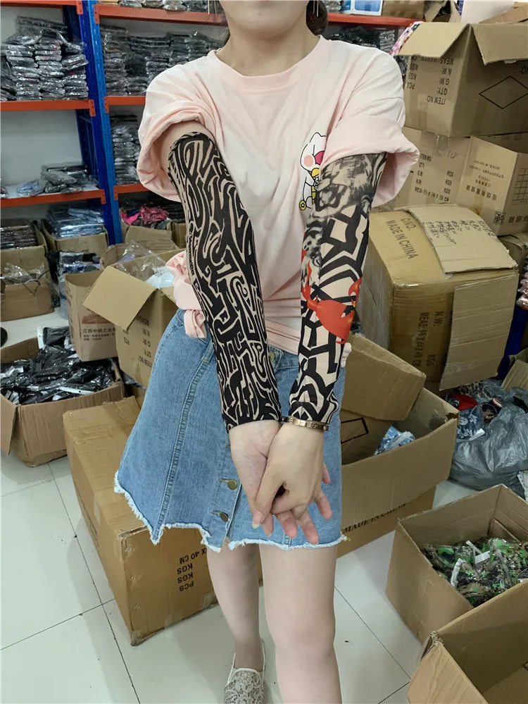 Anti-uv Sun Block Black White Blue Gray Sport Gym Hand Cover Elastic Cycling Arm SleevesPopular Cool Fashion Tattoo Arm Sleeves