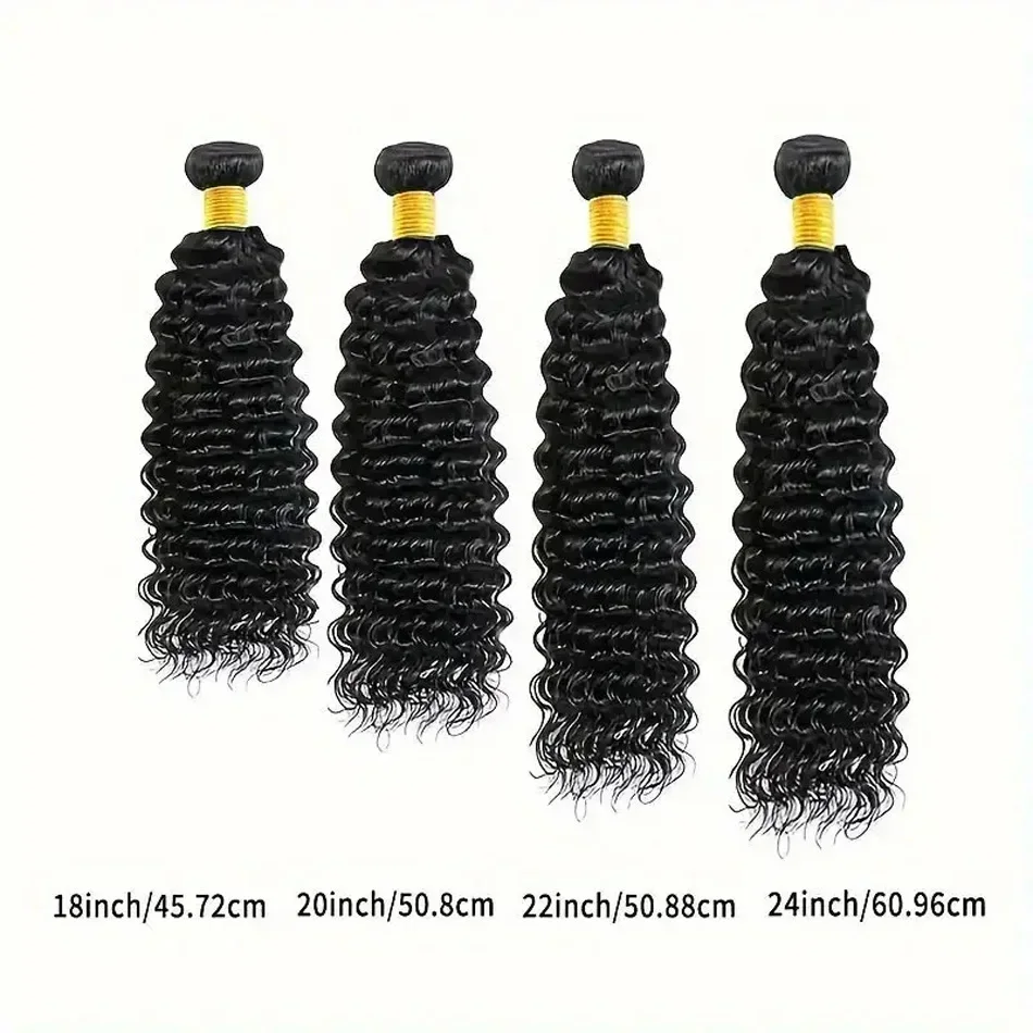 Brasiliano Remy Capelli Umani Ondulati Profondi Bundles 1/3pz Colore Nero Naturale Donne_voghion.com