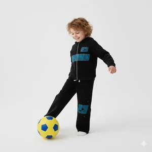 Wholesale Streetwear Fashion Zipper Hoodie Jacket Sweatpants Luxury Custom Brand Baby Kids Clothes