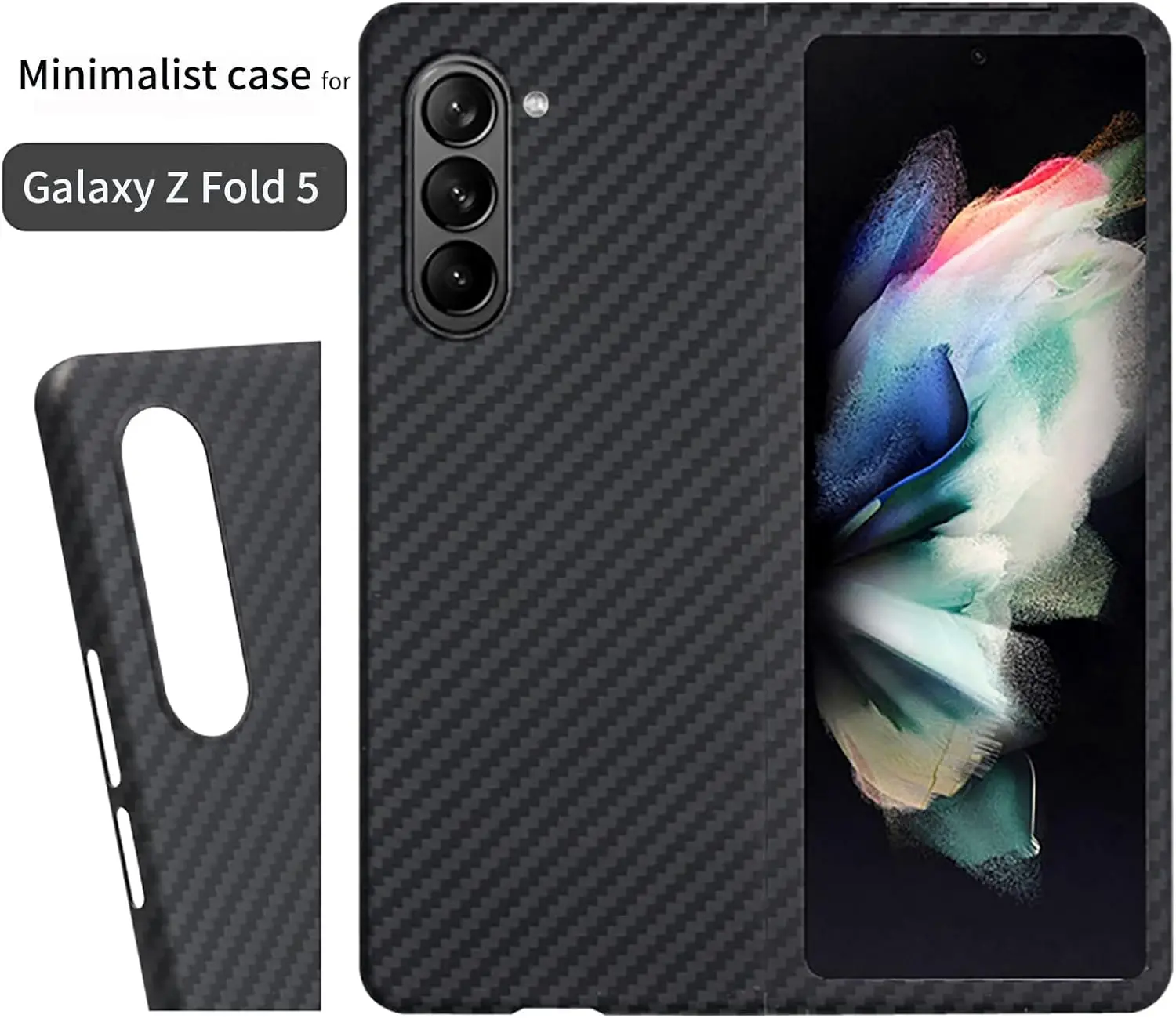 Aramid Fiber Case for Samsung Galaxy Z Fold 6 5 with Carbon Fiber Texture Magnetic Cover Soft Skin Feel Hard Shell Protections