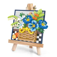 3D printmaking small grain building blocks Christmas roses, sunflowers, lilies, decorative paintings, ornaments, holiday gifts