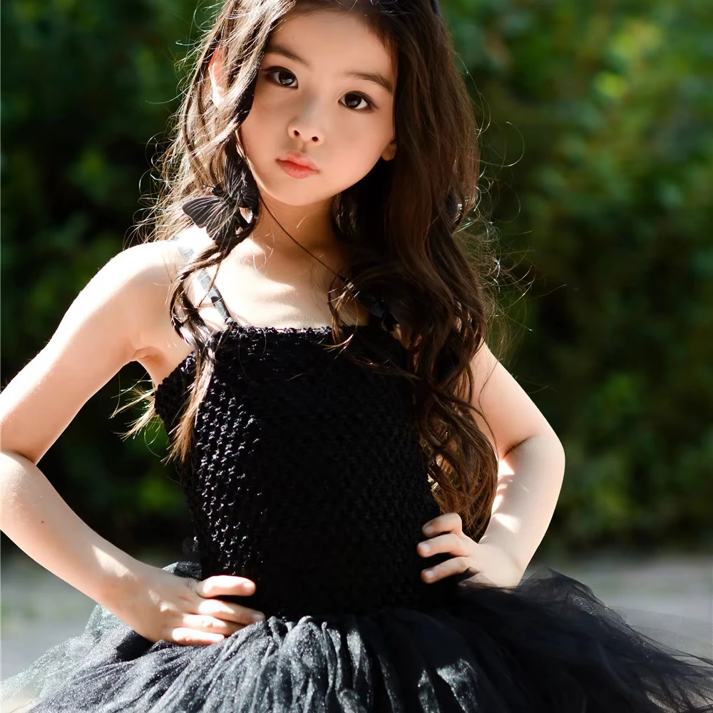 Kids Girl Halloween Dress Little Black Vampire Cosplay Children Kids Party  Fashion Clothes Tutu Dresses for Girls