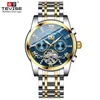 4 Gold Case Blue Dial Gold Silver Strap