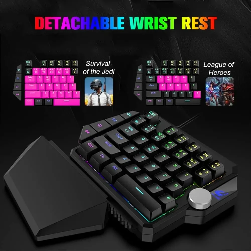 K5 Single-Handed Gaming Keyboard RGB with Ergonomic Design