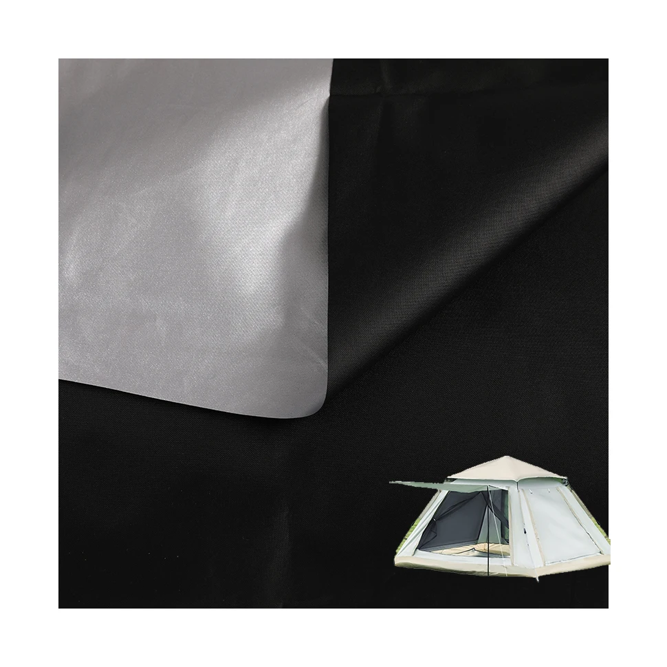 100 Polyester Oxford Fabrics Silver Coated Blackout Tent Fabric