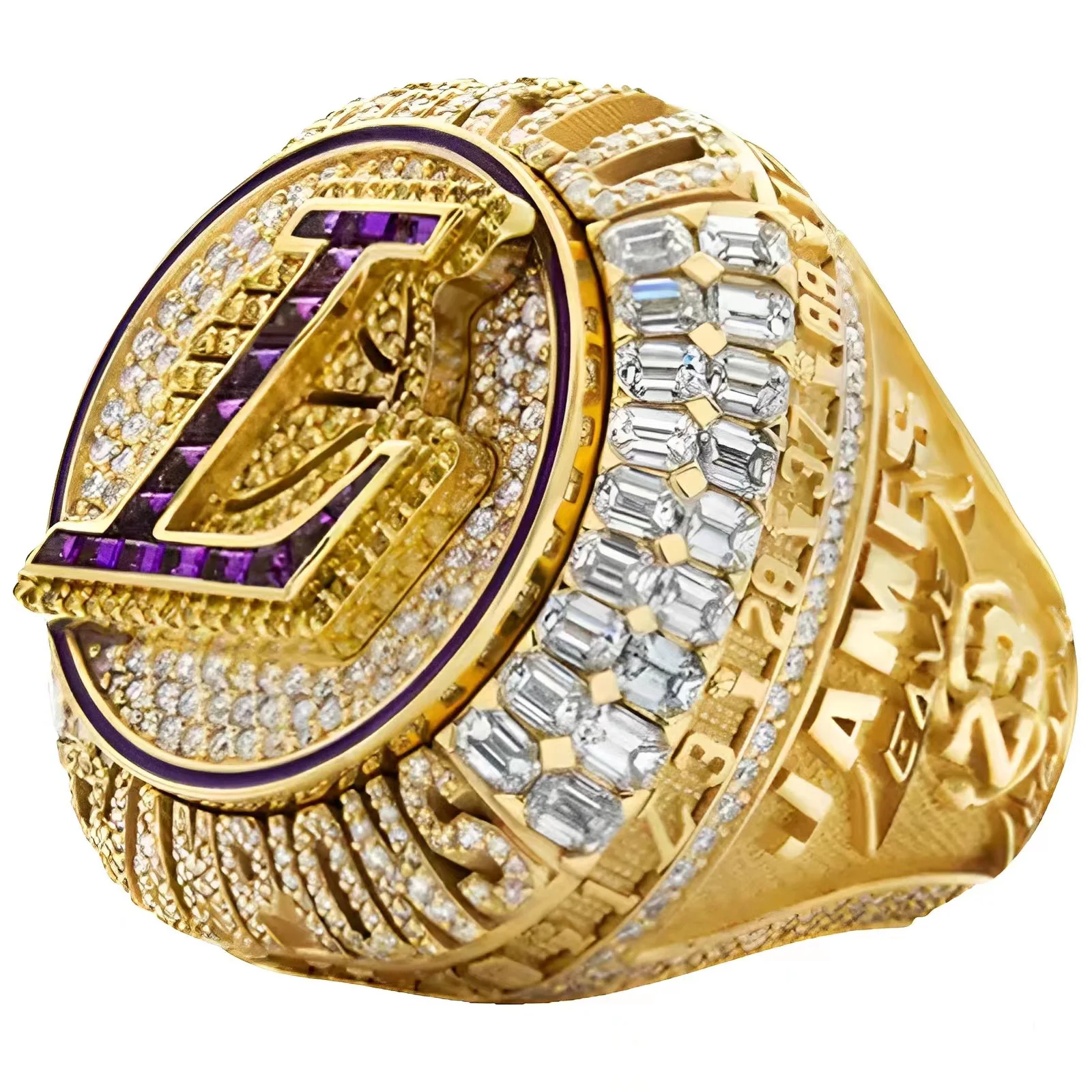 Men Basketball Cubic Zircon Lakers Custom Championship Ring Iced Out ...