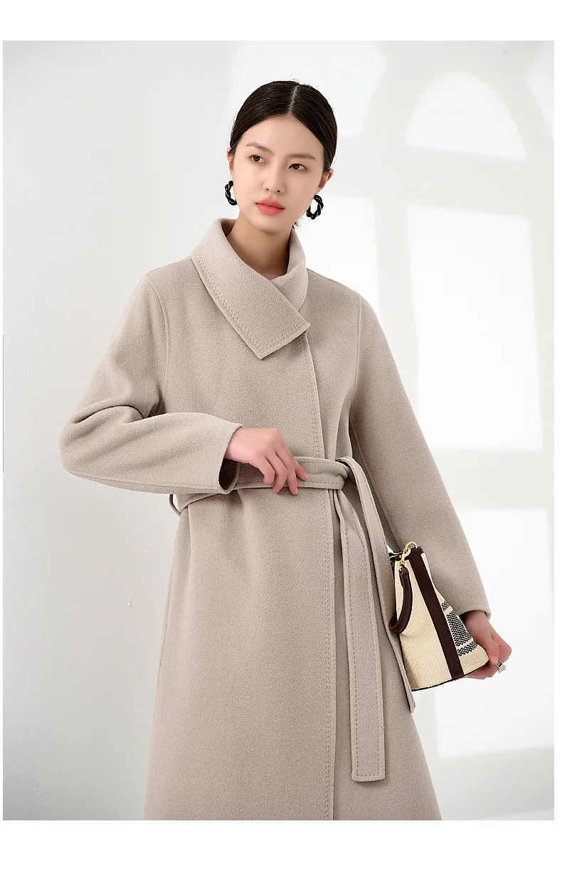 Women's High-Grade Double-Sided Pure Cashmere Coat Wholesale Autumn And Winter Clothing Factory Spot