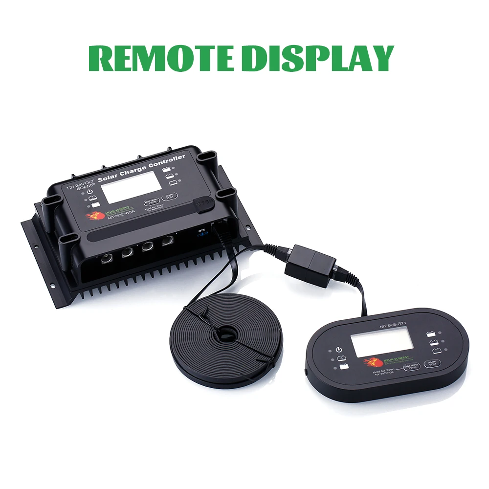 Smart Melinsunergy MT-515-60A 60A PWM Solar Charge Controller 12V/24V Remote 5 Stage Charging 5KW Max PV Power for