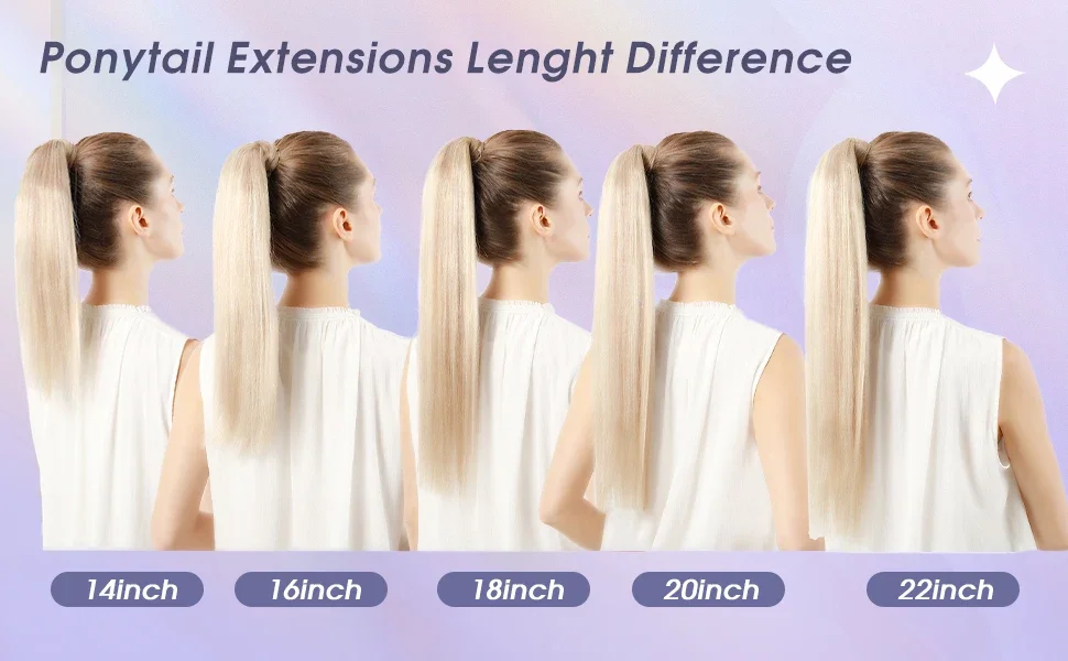 Straight Ponytail Human Hair Wrap Around 100% Remy Hair Extension Color #8/613 120g Thick Real Hair For Women 16-26Inch_voghion.com