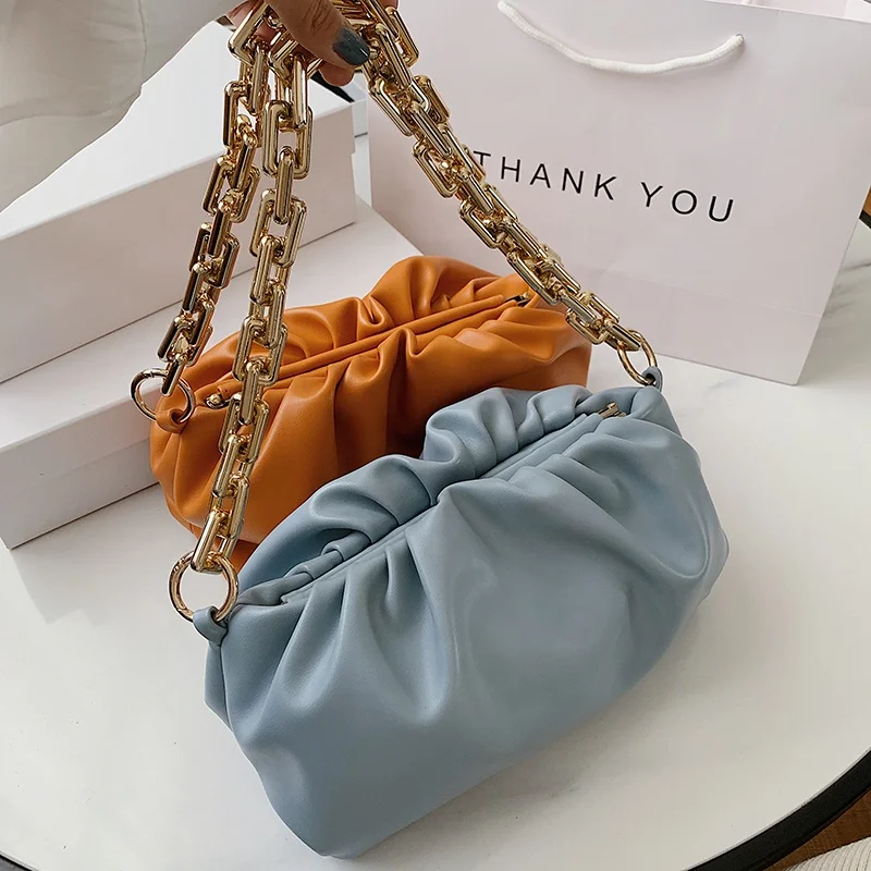 Shoulder Bags Women Designer Cloud Clutch Bag Hot Fashion Ladies Thick  Chain Shoulder Bag Soft PU Women Handbag Tote Ladies