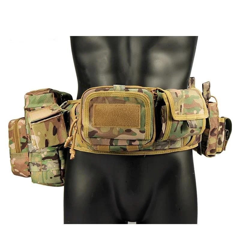 Premium Training Tactical Belt with Holster Pouch Hunting Gadget Pouch Waist Bag Detachable Outdoor Adjustable Padded Duty Belt