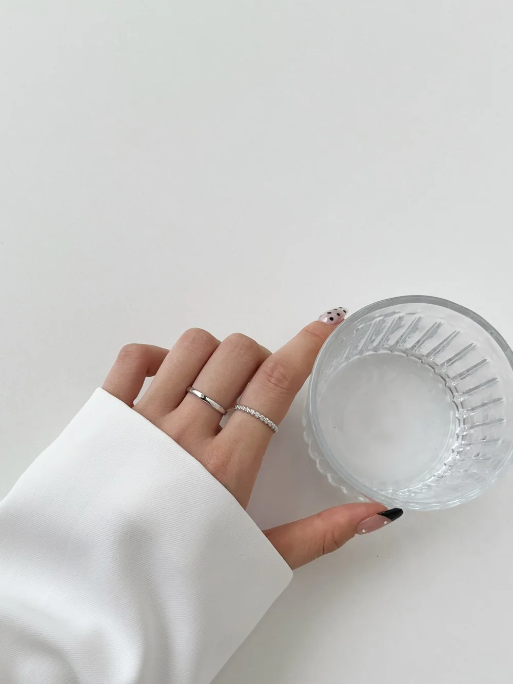 KAKODIY Hypoallergenic Matte Simple 925 Sterling Silver Rhodium 18K Gold Plated Irregular Wave 2 Layer Adjustable Women's Ring detail 2