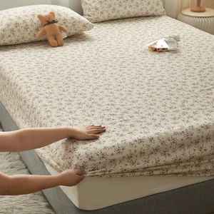 Wholesale 100% Cotton Fitted Sheet Set 3pcs Soft Breathable Printed Floral Bed Sheets Pillowcase Woven Percale for Living Room