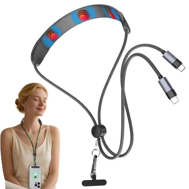 Lanyard Charger Massage Cable USB C to C 100W Fast Charging Nylon Type C Charger for Samsung Ipad Iphone Huawei Xiaomi HP Tablet