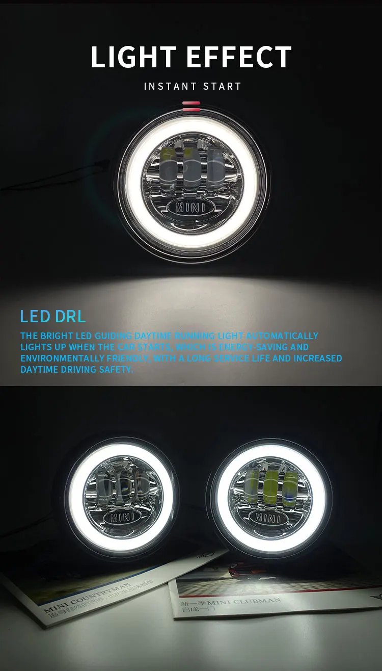 LED DRL Front Rally Fog Lamps Angel Eyes With White Aperture for BMW Mini R60/R60S/F55/F56/R55/R56 With Lamp Brackets supplier
