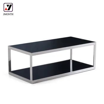 Home Furniture Rectangle Steel Metal Tempered Glass Office Home Coffee Table