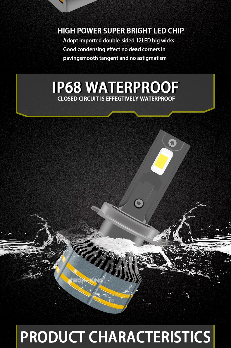 TECH-KING LED Headlights N5 76W Car LED Bulbs Auto LED Light Bulbs H1 H3 H4 H7 H11 9005 9006 9007 9012 Luces LED Headlights