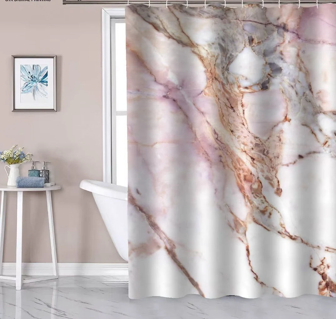 Owenie New Design Marble Shower Curtain Waterproof Fabric Bathroom