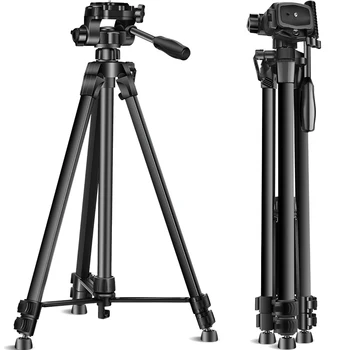 Q1730  Professional 173CM Video Camera Tripod Fluid Drag Head Kits with Adjustable Pistol Grip Head and Heavy Duty Carry Bag